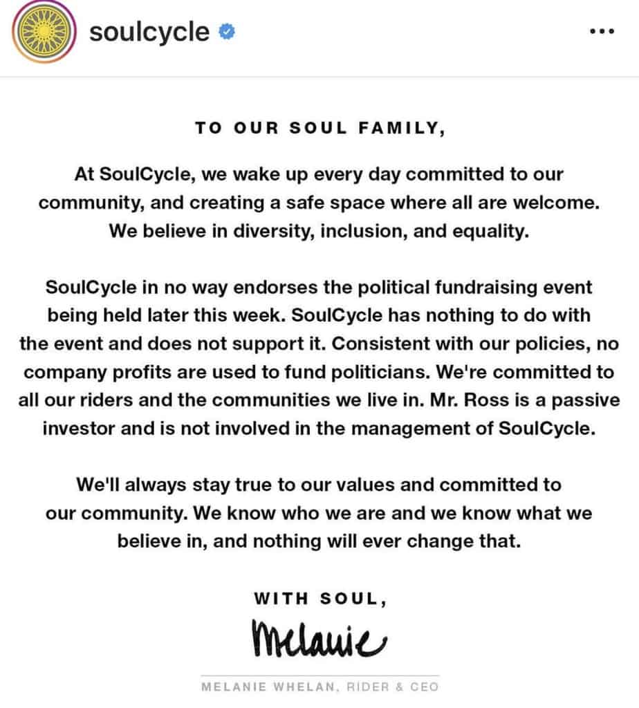 soulcycle crisis communications branding